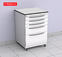 ALYARMUK Mobile Treatment Cabinet with white Soild Phenolic Compact Top ( 12 mm) (Y-Mo311-C) | DentaCarts | Dental Cart