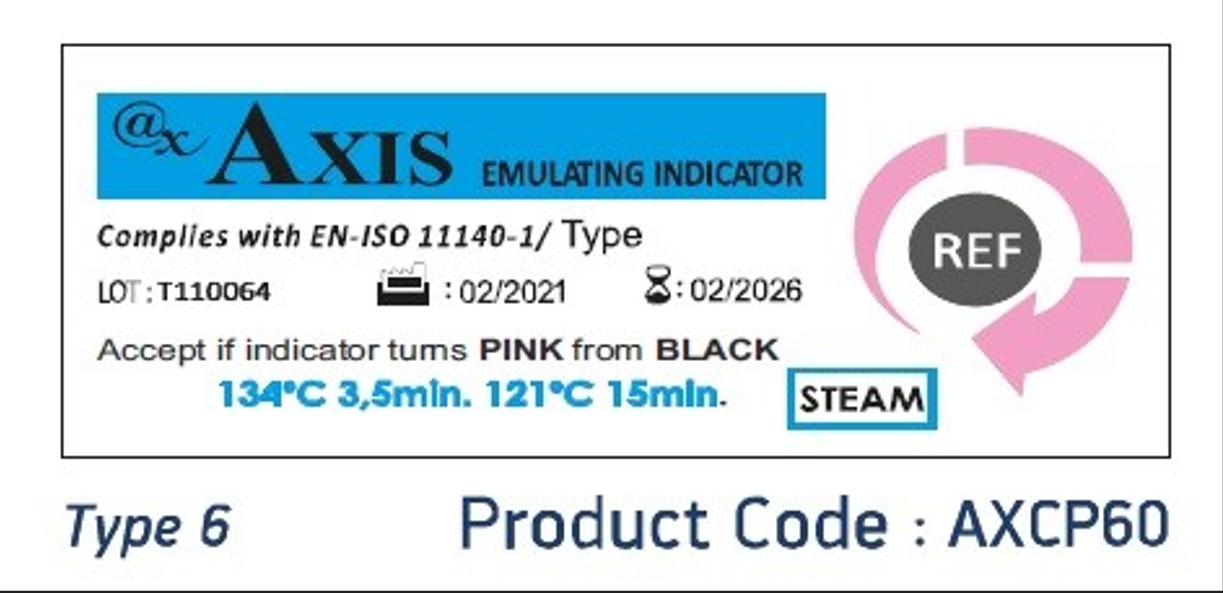 Axis Steam Chemical Indicator, Emulator class 6 | DentaCarts | Dental Cart