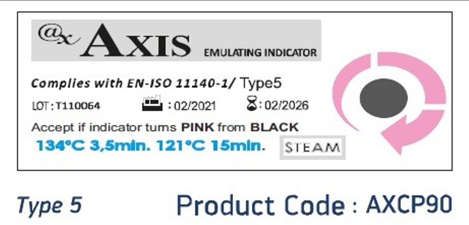 Axis Steam Chemical Indicator, class 5 | DentaCarts | Dental Cart