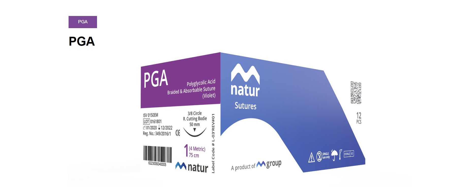 Mnatur PGA Absorbable Surgical Sutures 75cm | DentaCarts | Dental Cart