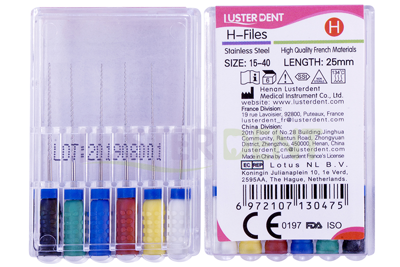 Lusterdent H-Files Stainless Steel 6pcs/pack | DentaCarts | Dental Cart