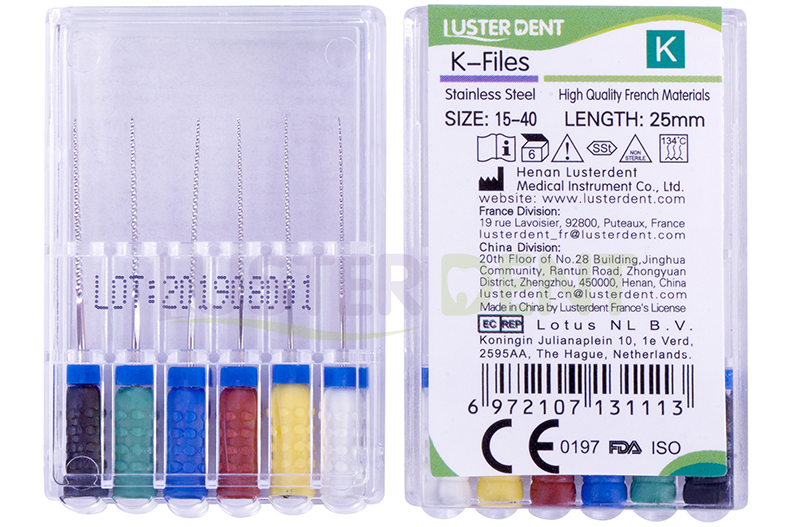 Lusterdent K-Files Stainless Steel 6pcs/pack | DentaCarts | Dental Cart