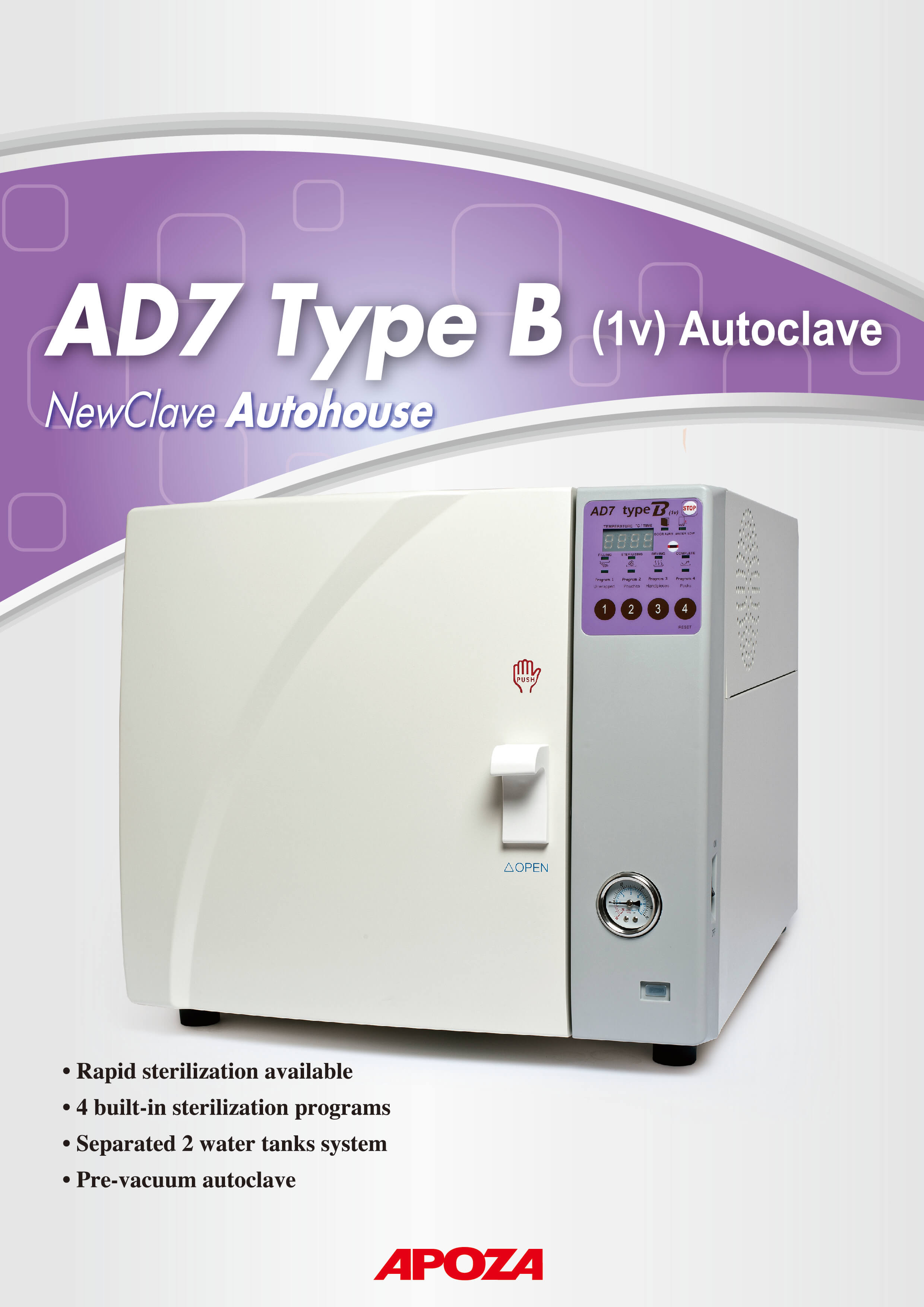 Apoza NewClave Autohouse Type-B (1V) | DentaCarts | Dental Cart