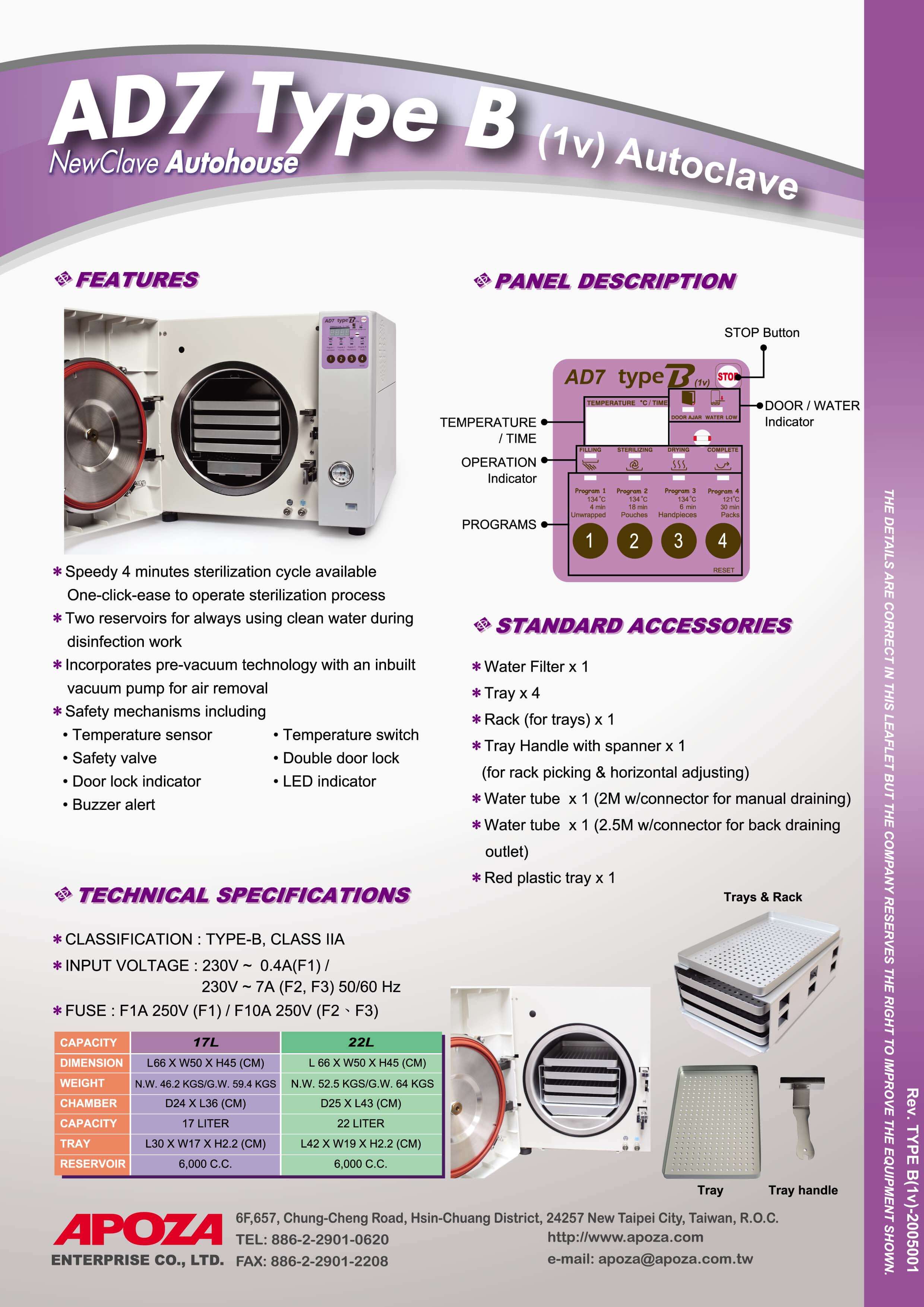 Apoza NewClave Autohouse Type-B (1V) | DentaCarts | Dental Cart