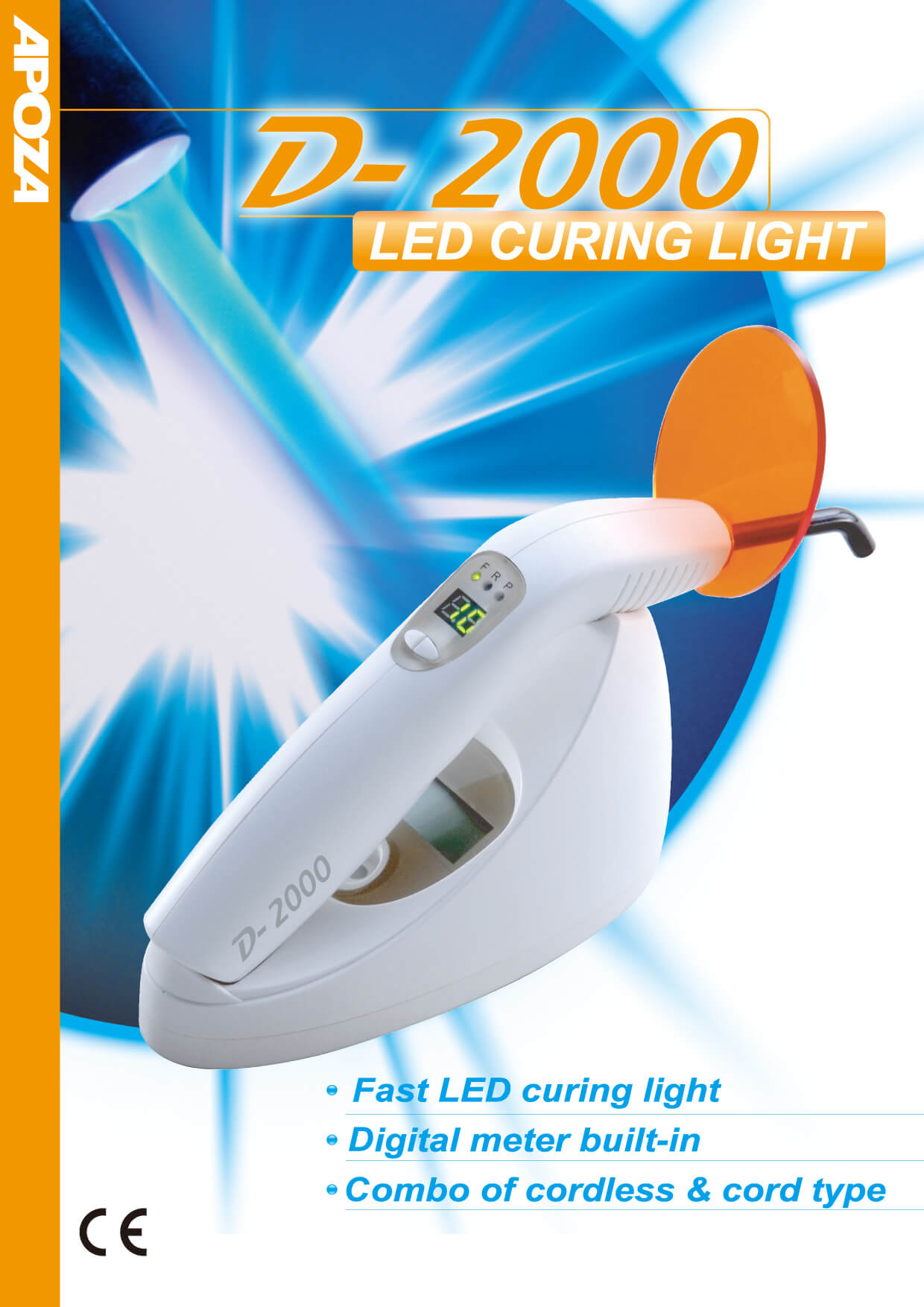 Apoza D-2000 LED Curing Light | DentaCarts | Dental Cart