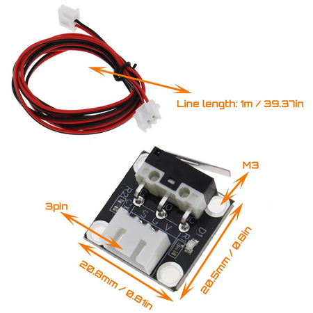 Limit switch with 1m Cable 3pin for CR10 | DentaCarts | Dental Cart