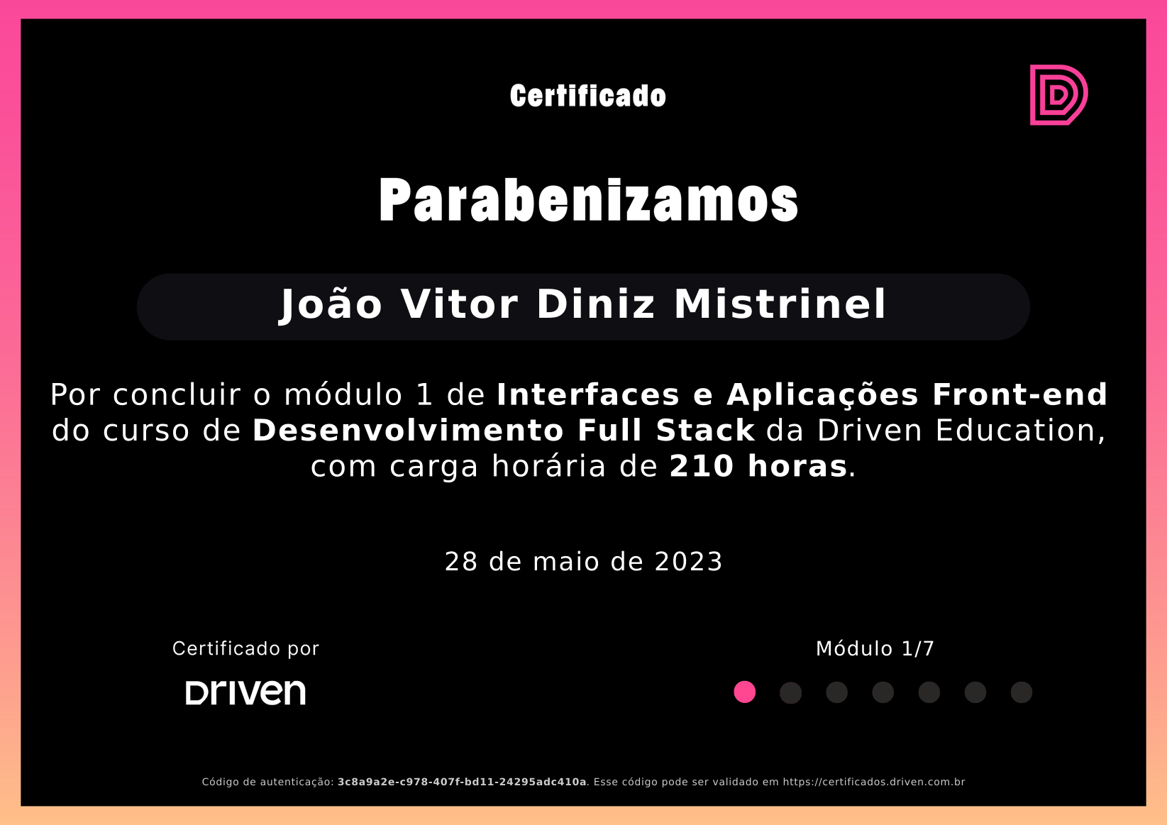 João Vitor Diniz Mistrinel - Desenvolvedor Web Full Stack | Software ...