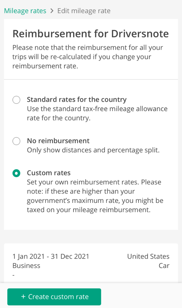 Manage mileage & reimbursement rates Driversnote Knowledge Base
