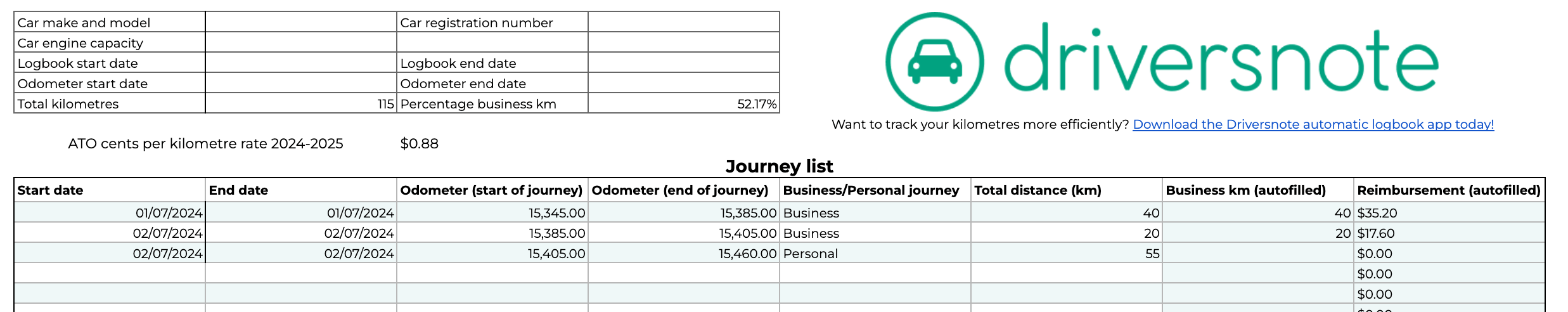 Free Printable Driver's Daily Log Book Templates [Excel, PDF] Example