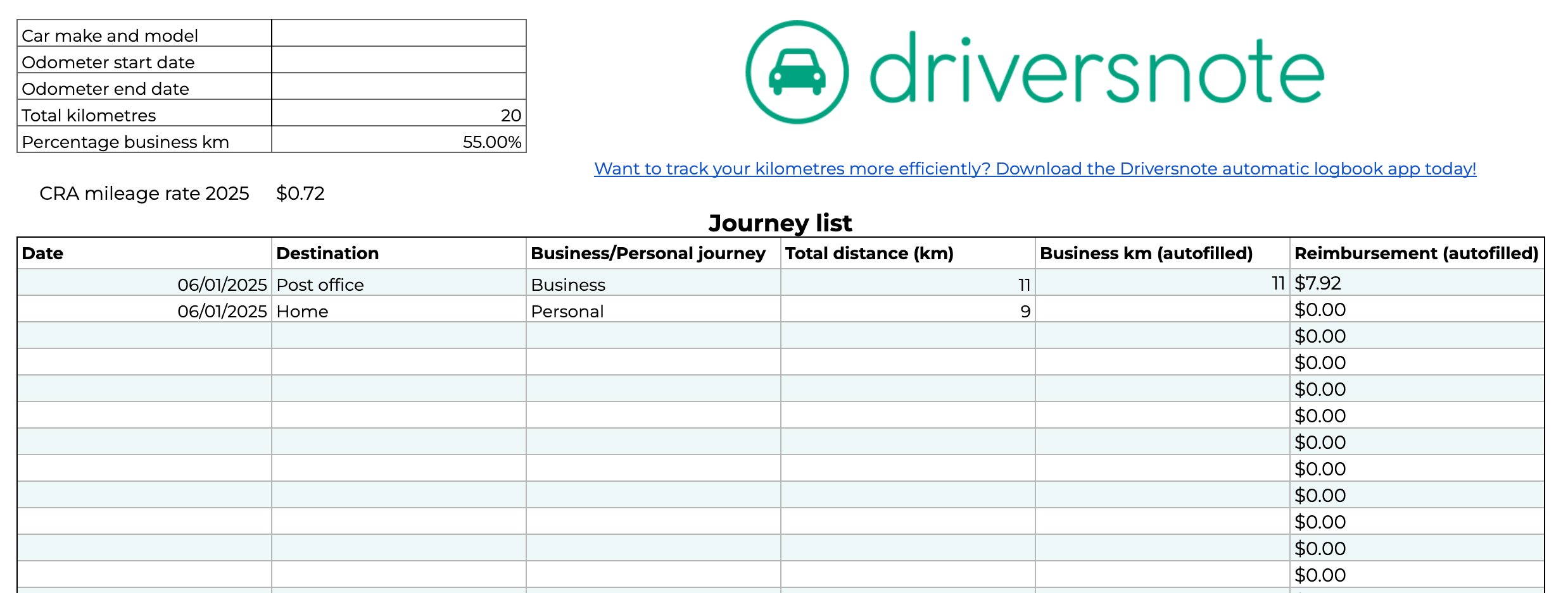 2023 Mileage Form Printable Forms Free Online