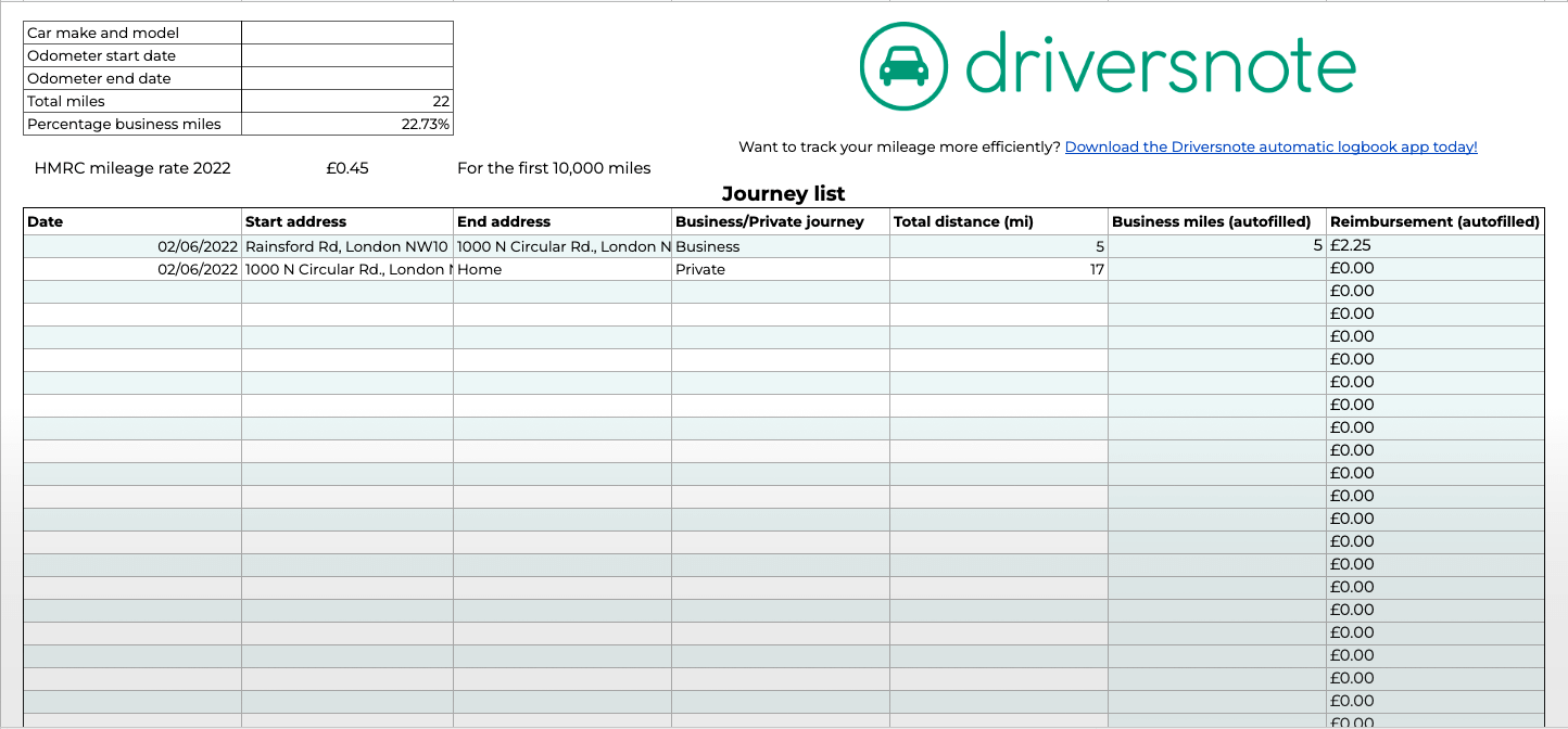 27 Printable Mileage Log Template Forms - Fillable Samples in PDF, Word to  Download