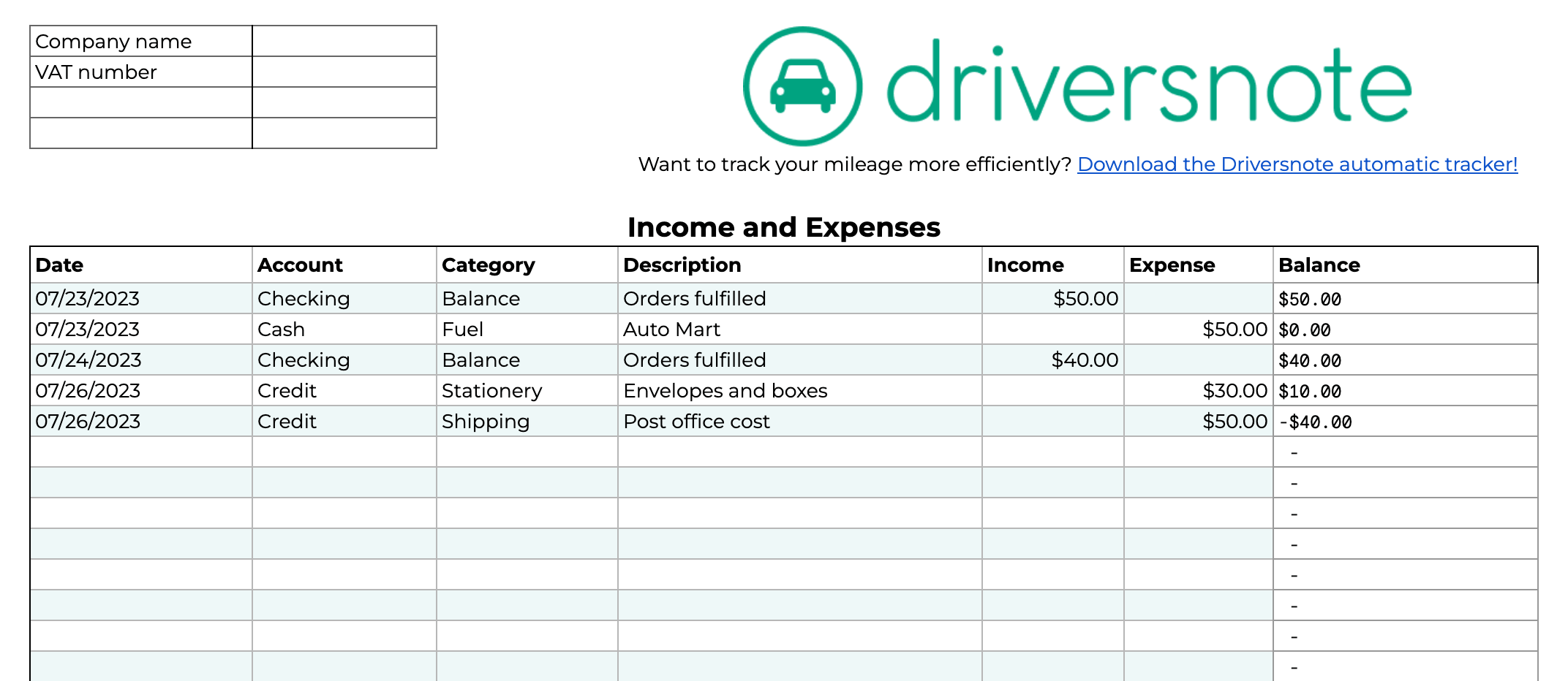 Free Small Business Spreadsheet For Income And Expenses