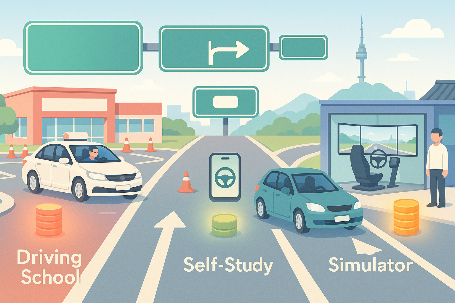 An infographic showing three paths to a driver's license