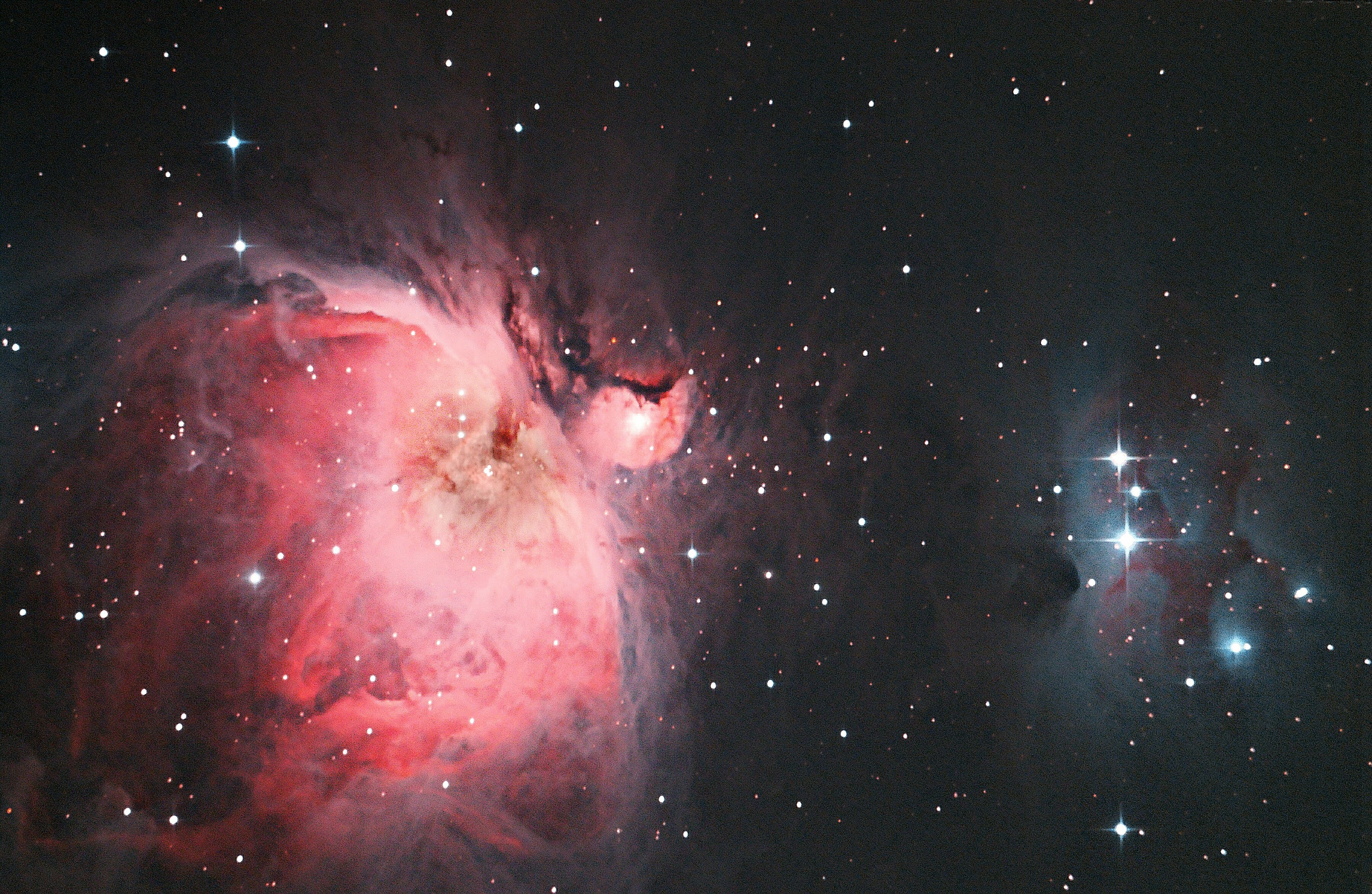 Созвездие 43. M42 Orion Nebula. Туманность Ориона (m42, ngc1976),. Туманность де Мерана – m43. Газопылевая туманность в созвездии Ориона.