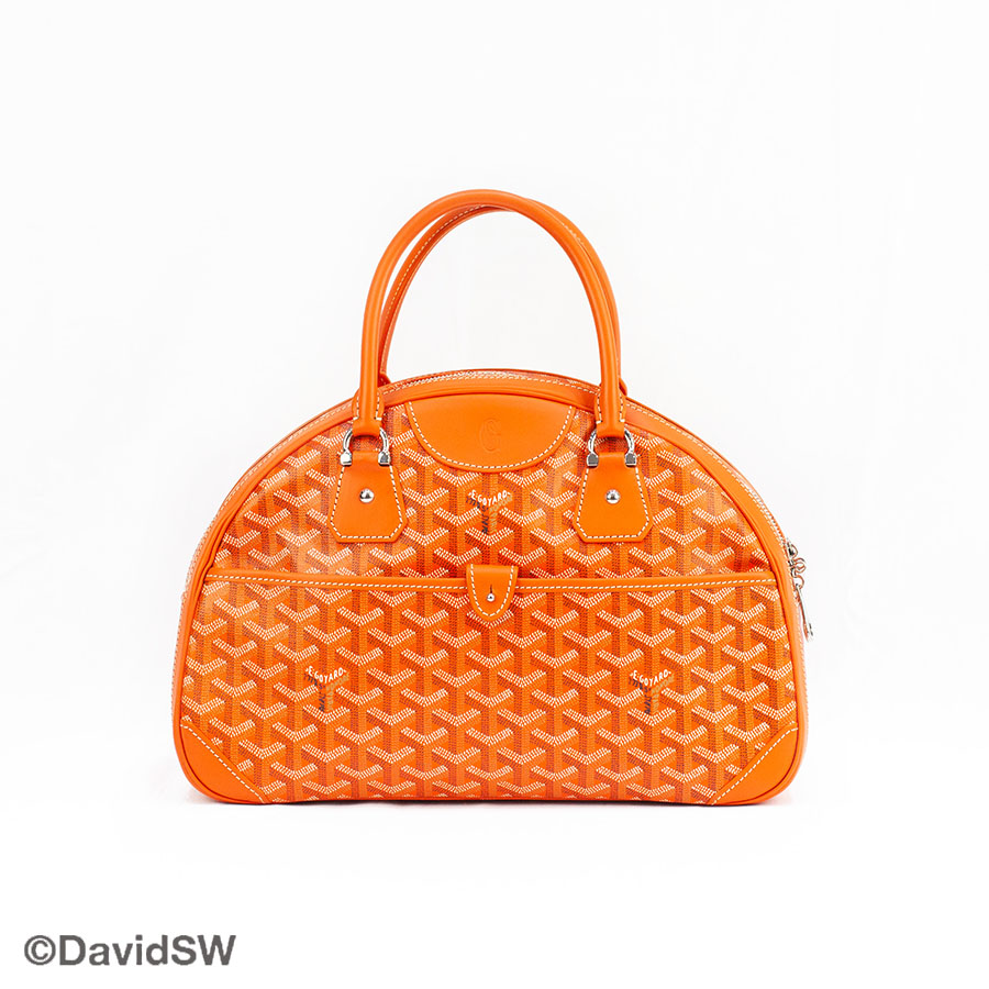 Goyard White Chevron Print Coated Canvas St. Jeanne GM Bowler Bag