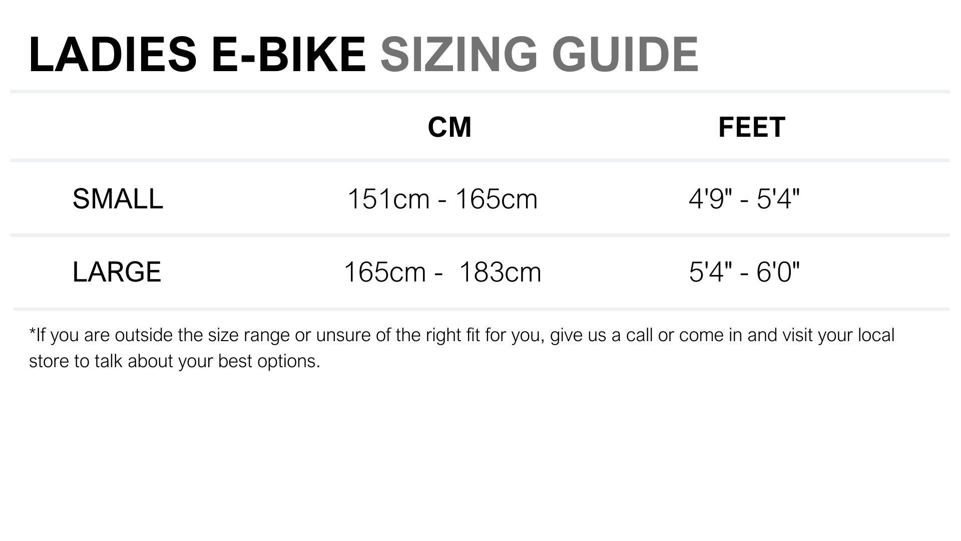 ladies bike size guide