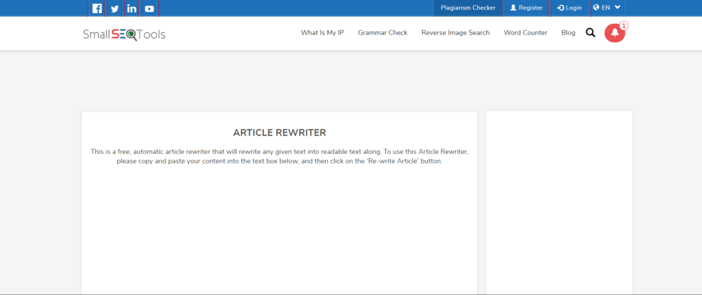 Article Rewriter from small SEO tools