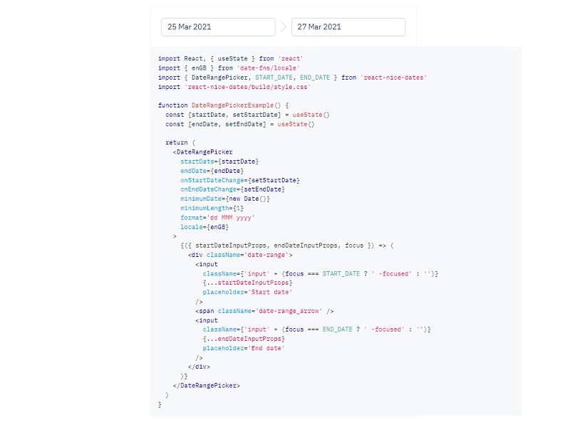 React Horizontal Date Picker