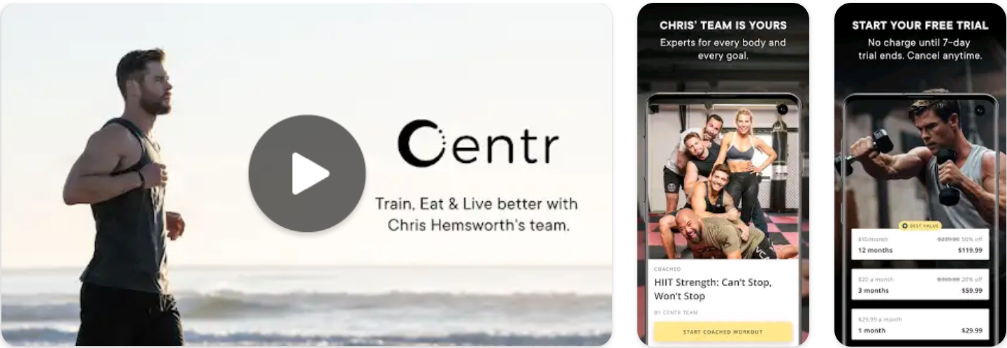 Centr Free Fitness app for Android