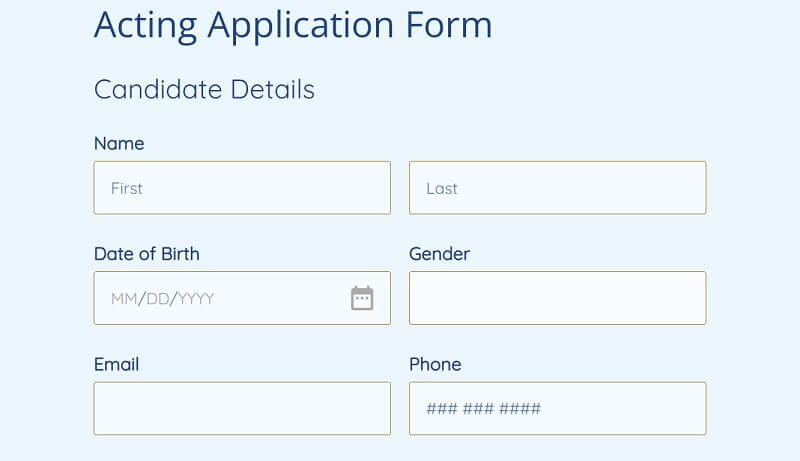 Acting Application Form