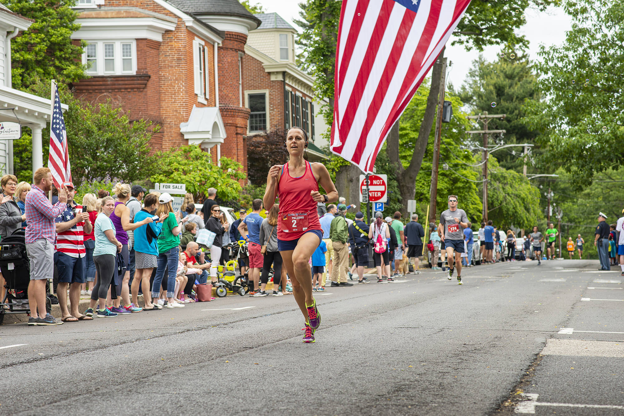 2019 Doylestown 5K Race winner crosses the finish line