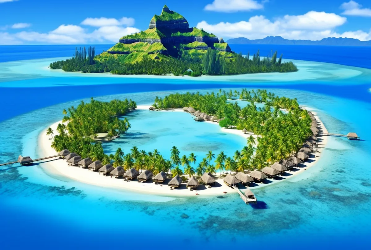 Overwater villa in tropical lagoon