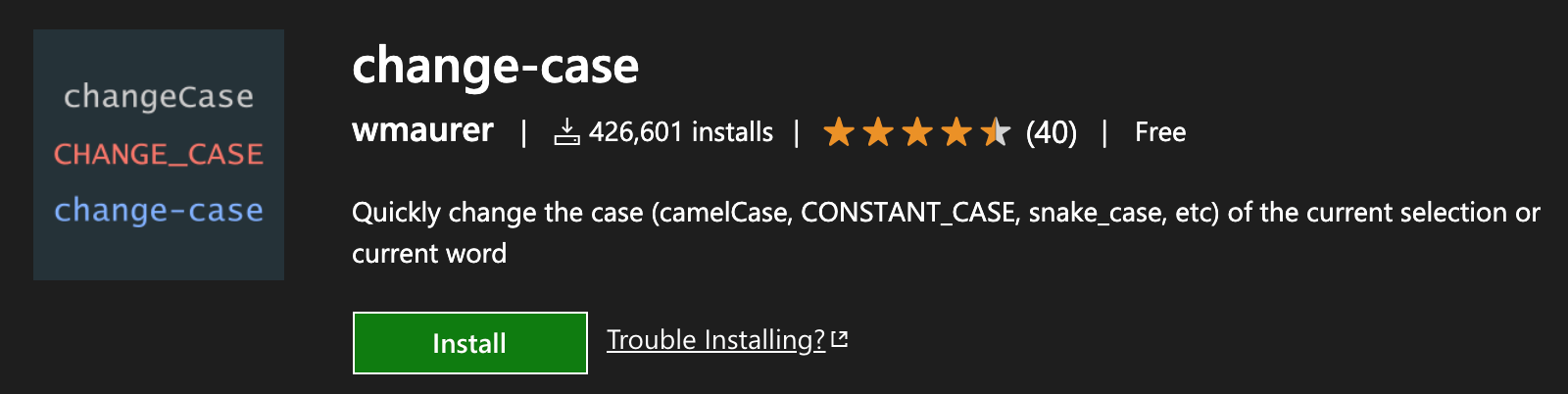 Change case extension