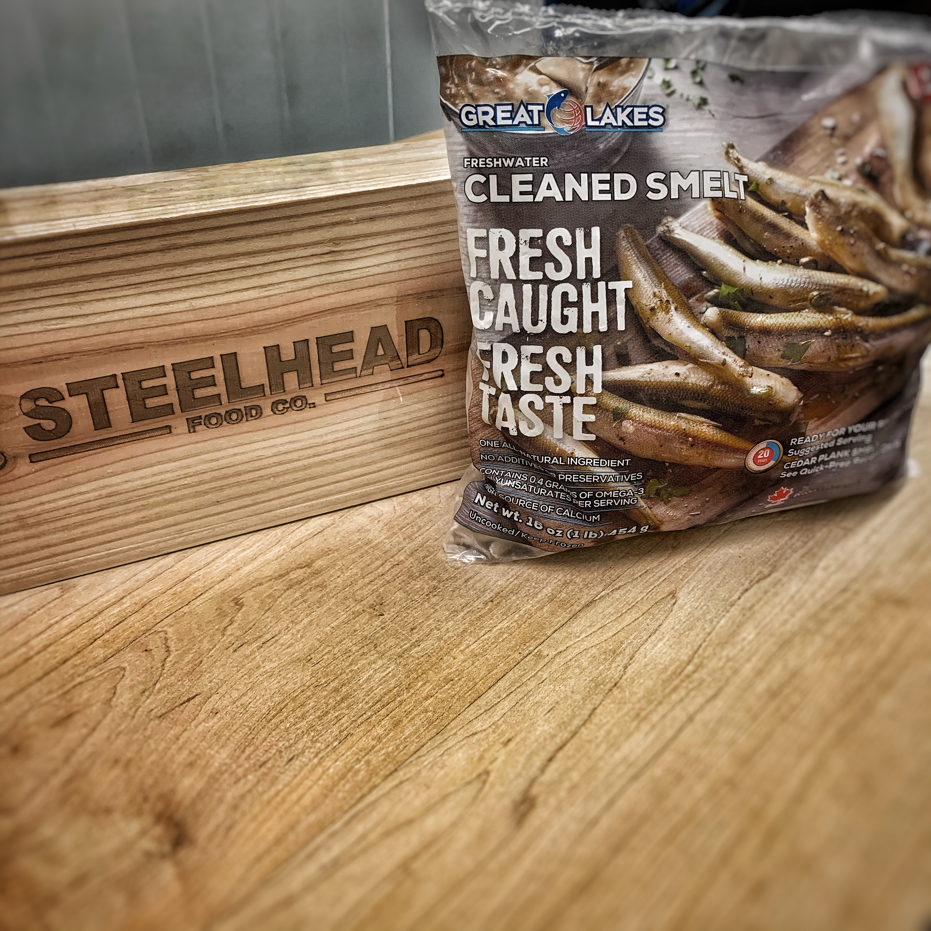 Steelhead Food Co.  Great Lakes - Cleaned Dressed Lake Smelts - FROZEN -  454g