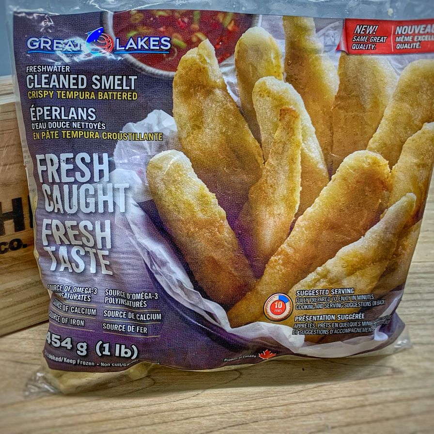 Great Lakes - Cleaned Crispy Tempura Battered Lake Smelts - FROZEN - 454g