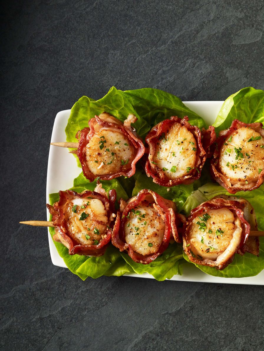 Bacon Wrapped Scallop Skewers