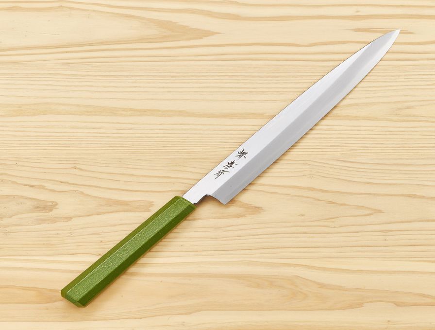 Sakai Takayuki (堺孝行) Knife INOX NANAIRO 210mm Yellow Green Pearl - Pre Order