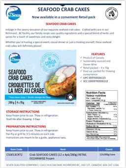 CRAB Seafood CAKES (12x 4pk/280g RETAIL 7Seas) Oceanwise Frozen