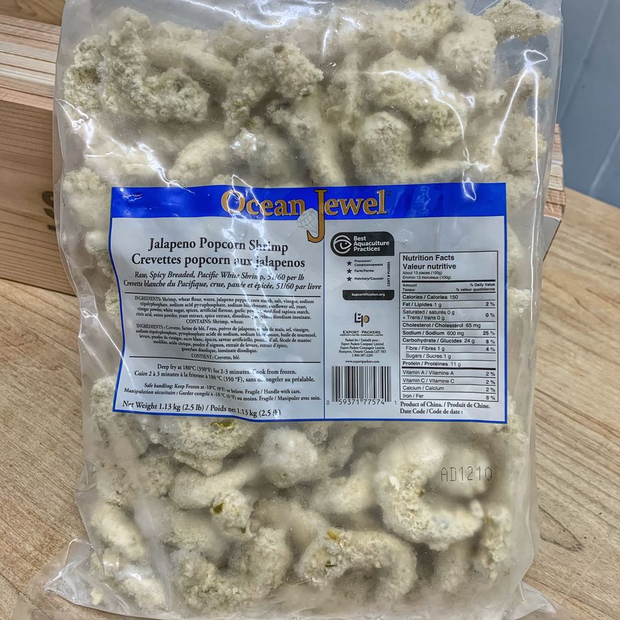 Jalapeno Popcorn Shrimp - 51/60 PER LB - 2.5LB - 1.13KG - FROZEN