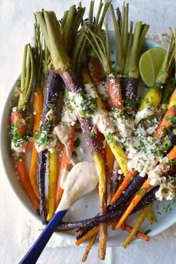  Roasted Baby Carrots with Grilled Lime and Cotija