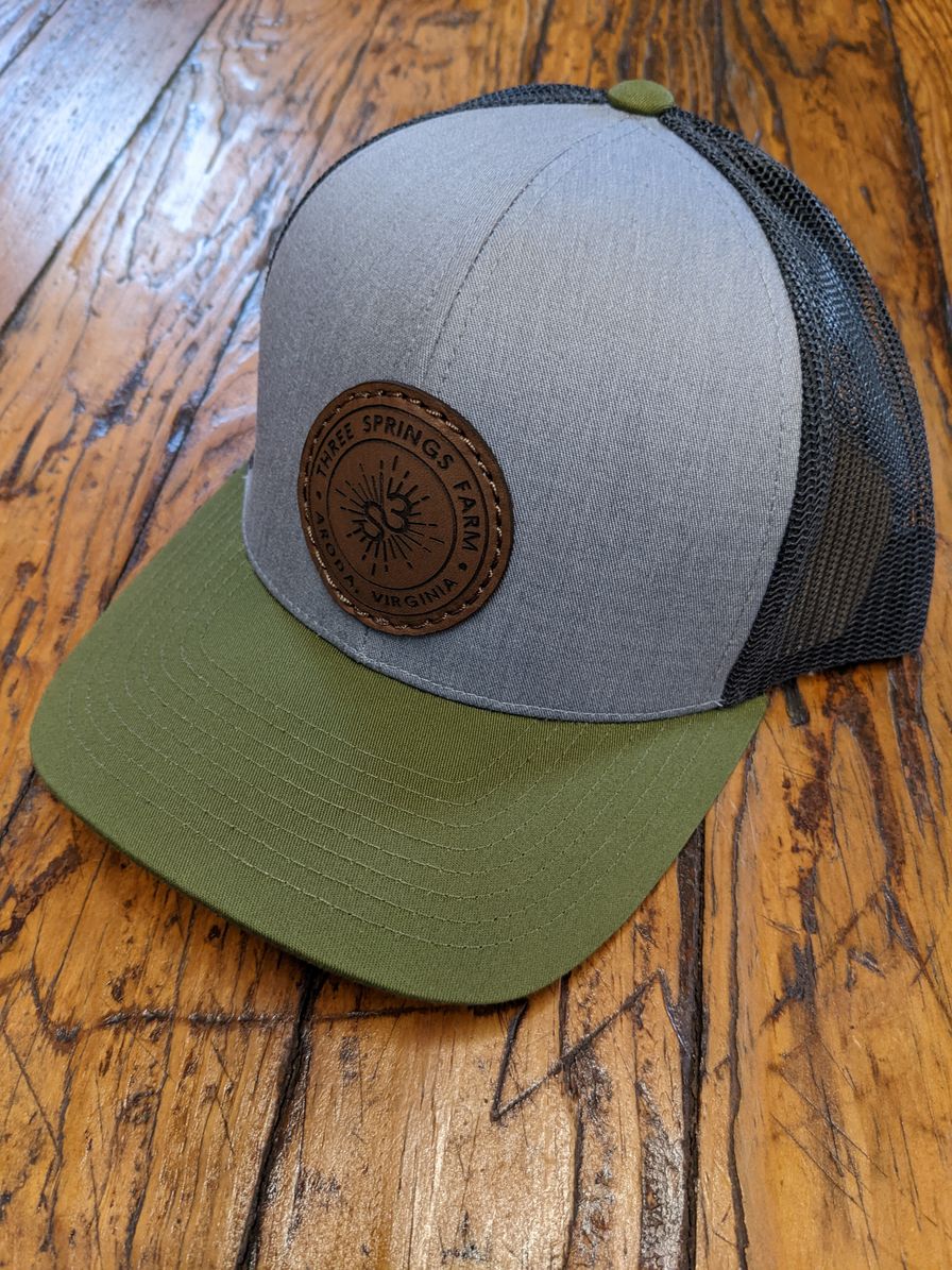 Leather Patch Hat - Heather Gray/Green/Black 