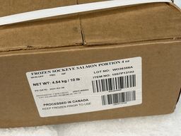 Salmon SOCKEYE PORTIONS SKIN OFF BONE OUT 4oz IQF (10 lb) Frozen	