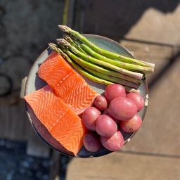 Blackened Faroe Island Salmon with Roasted Potatoes & Asparagus