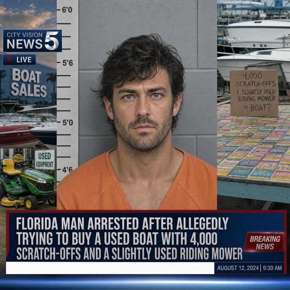 FLORIDA MAN ARRESTED AFTER ALLEGEDLY TRYING TO BUY A USED BOAT WITH 4,000 SCRATCH-OFFS AND A SLIGHTLY USED RIDING MOWER