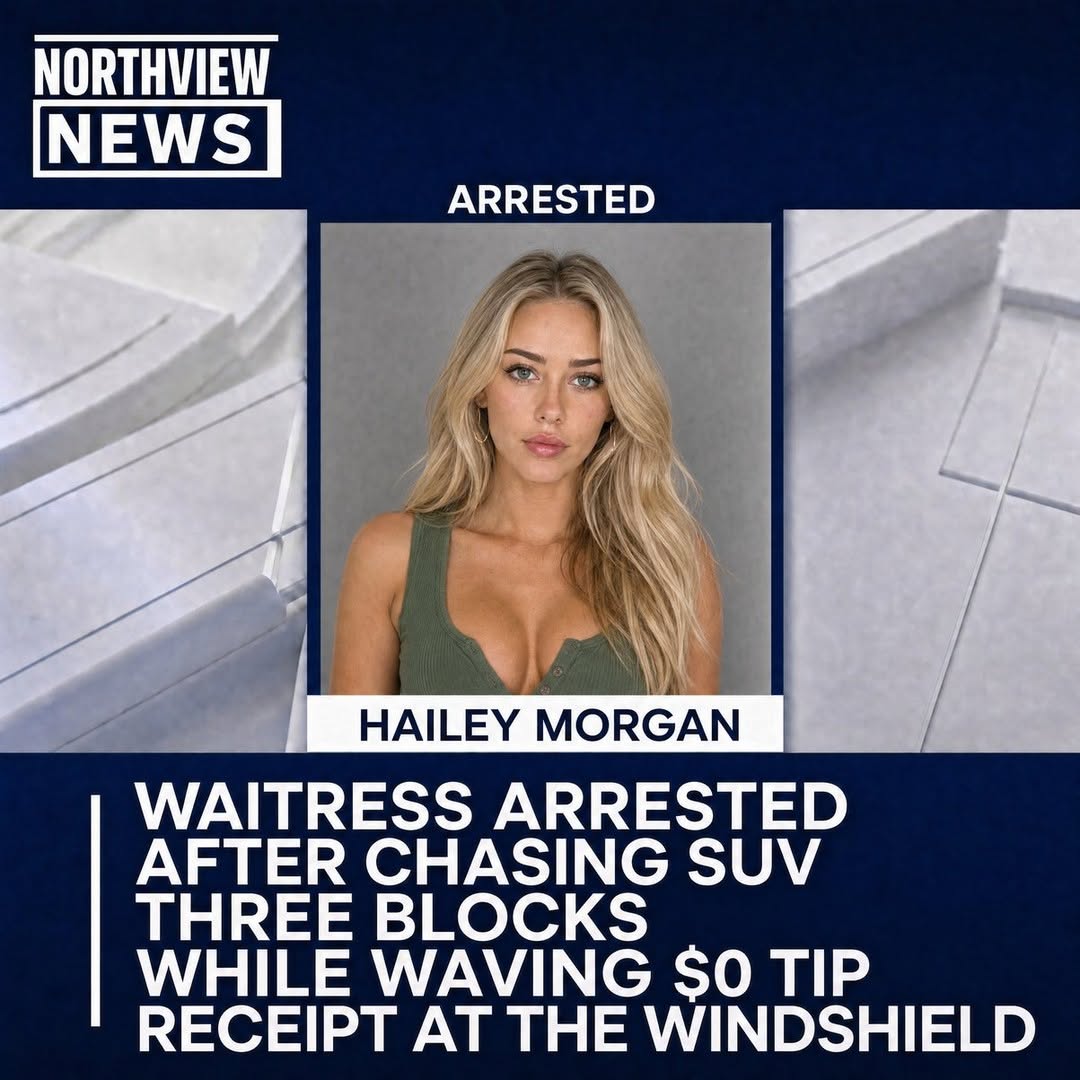 SACRAMENTO, CA — Hailey Morgan, 27, a server at a midtown Sacramento chain grill, was arrested Saturday night after allegedly chasing a customer's SUV three blocks on foot while pressing a $0 tip rece