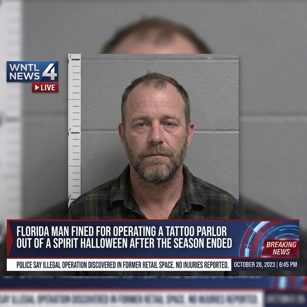 FLORIDA MAN FINED FOR OPERATING AN UNLICENSED TATTOO PARLOR OUT OF A VACANT SPIRIT HALLOWEEN FOR FIVE MONTHS -- KEPT THE LEASE, CHANGED THE BUSINESS, LEFT THE DECORATIONS UP