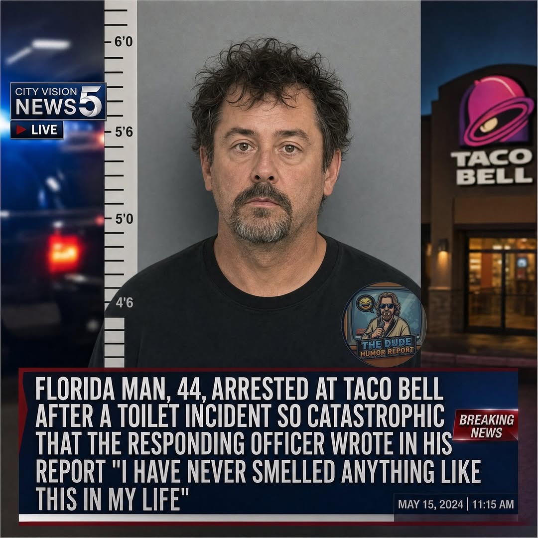 FLORIDA MAN ARRESTED AFTER TACO BELL BATHROOM INCIDENT SO SEVERE OFFICER CALLED FOR “FRESH AIR BACKUP”