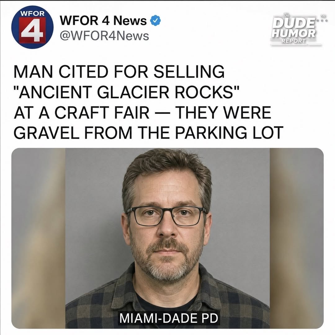 MAN CITED FOR SELLING "ANCIENT GLACIER ROCKS" AT FLORIDA CRAFT FAIR — THEY WERE SCOOPED FROM THE PARKING LOT 20 MINUTES EARLIER