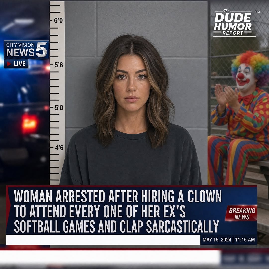 WOMAN ARRESTED AFTER HIRING A CLOWN TO ATTEND EVERY ONE OF HER EX'S SOFTBALL GAMES AND CLAP SARCASTICALLY