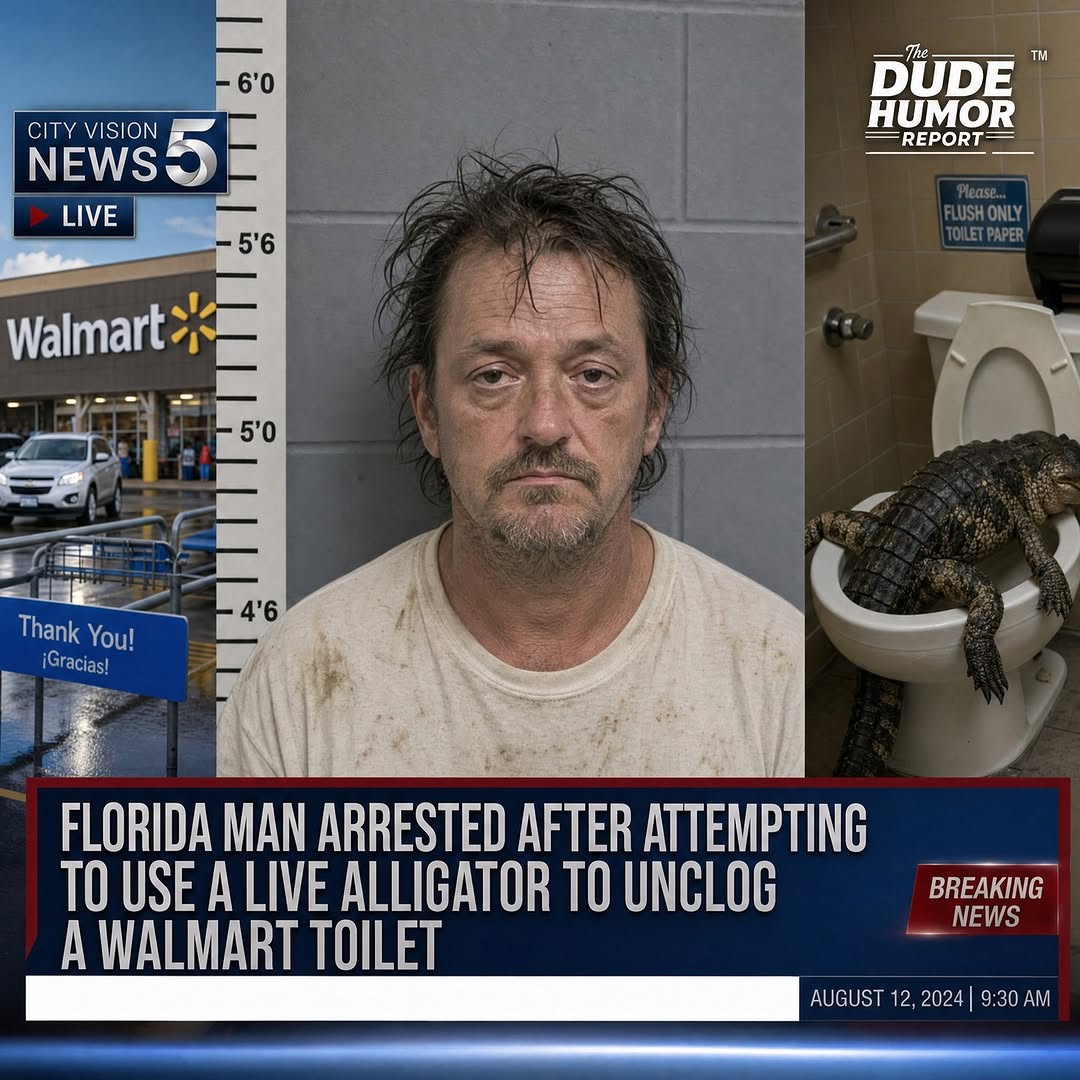 FLORIDA MAN ARRESTED AFTER TRYING TO UNCLOG A WALMART TOILET WITH A LIVE ALLIGATOR, CALLING IT "NATURE'S PLUNGER"