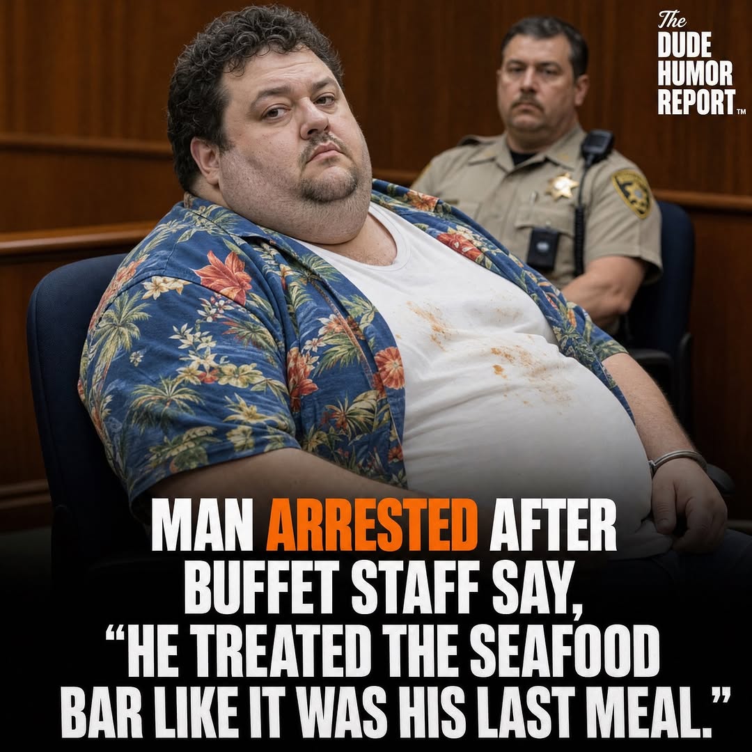 MAN ARRESTED AFTER BUFFET STAFF SAY, "HE TREATED THE SEAFOOD BAR LIKE IT WAS HIS LAST MEAL"