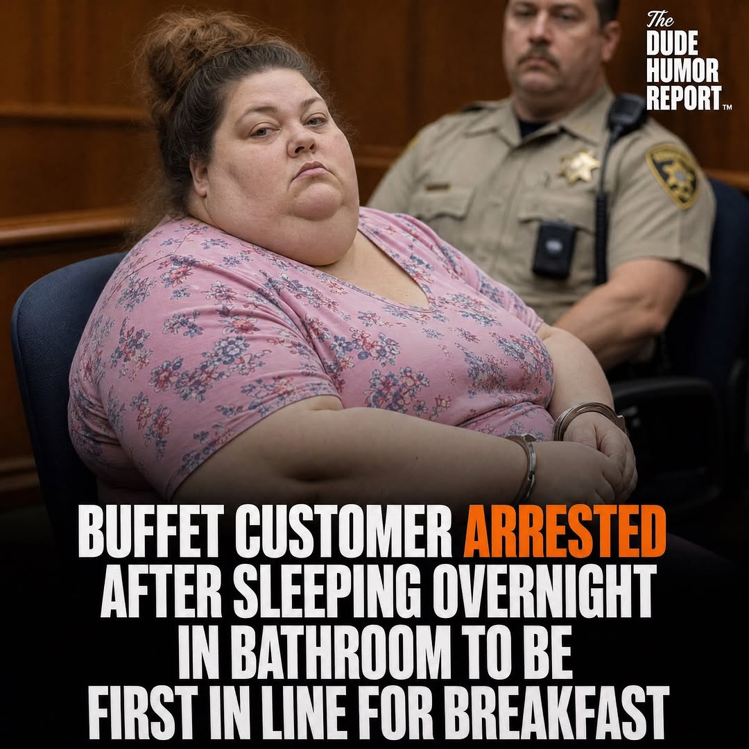 BUFFET CUSTOMER ARRESTED AFTER SLEEPING OVERNIGHT IN BATHROOM TO BE FIRST IN LINE FOR BREAKFAST