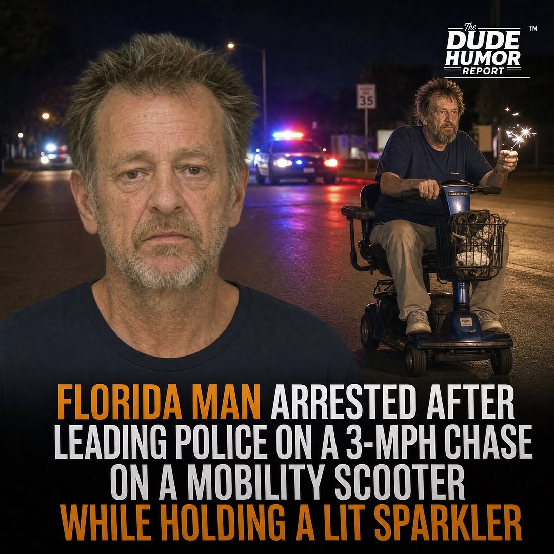 FLORIDA MAN ARRESTED AFTER LEADING POLICE ON A 3-MPH SCOOTER CHASE WHILE WAVING A SPARKLER LIKE AN OLYMPIC TORCH