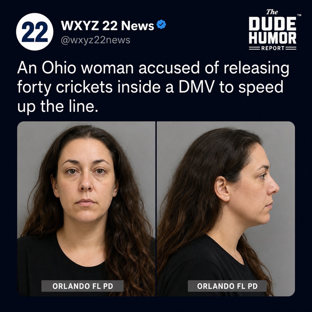 OHIO WOMAN ACCUSED OF RELEASING FORTY CRICKETS INSIDE A DMV TO SPEED UP THE LINE