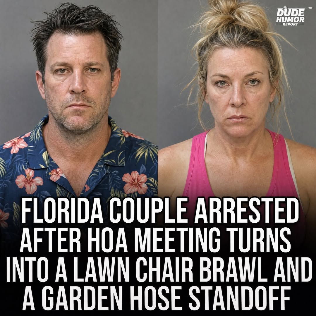 FLORIDA COUPLE ARRESTED AFTER HOA MEETING ERUPTED INTO A LAWN CHAIR BRAWL AND A 40-MINUTE GARDEN HOSE SHOWDOWN