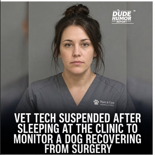 VET TECH SUSPENDED AFTER SLEEPING AT THE CLINIC TO MONITOR A DOG RECOVERING FROM SURGERY